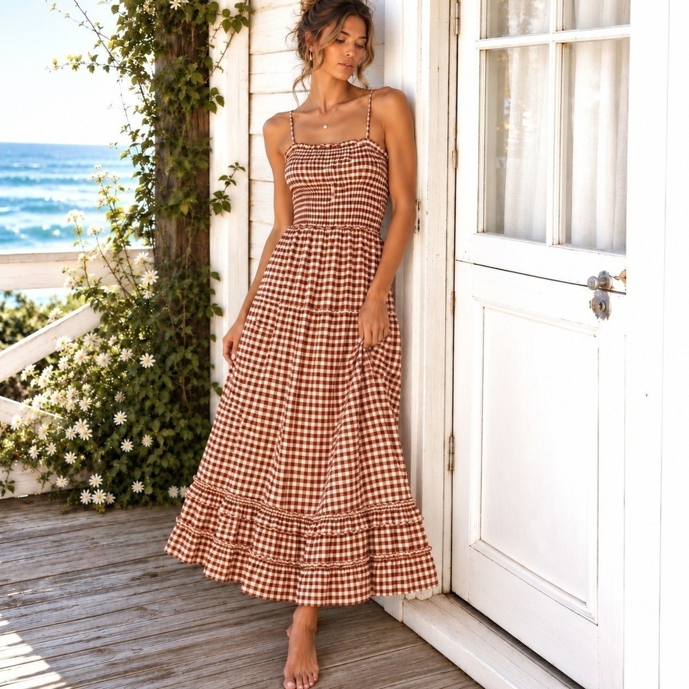 Anthropologie Sim & Sam Medium Midi Dress Boho Chic Cottagecore Coastal Prairie